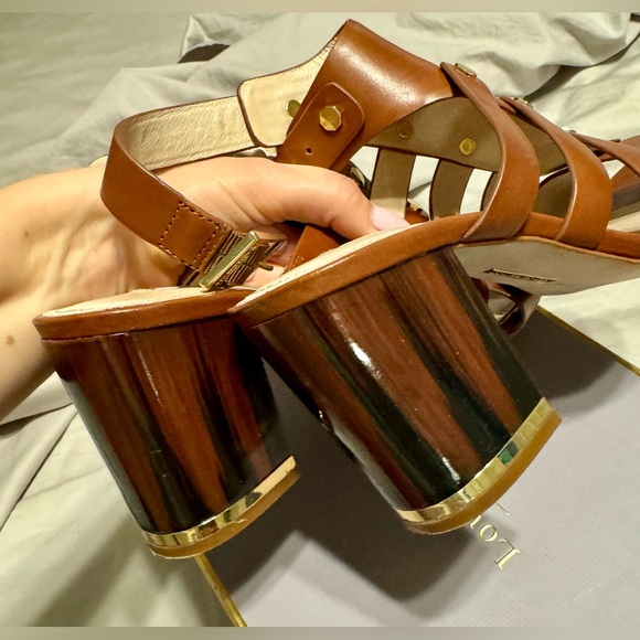 EUC Louise et Cie Vira Block Leather Sandal Chestnut size 6.5 - Picture 6 of 10